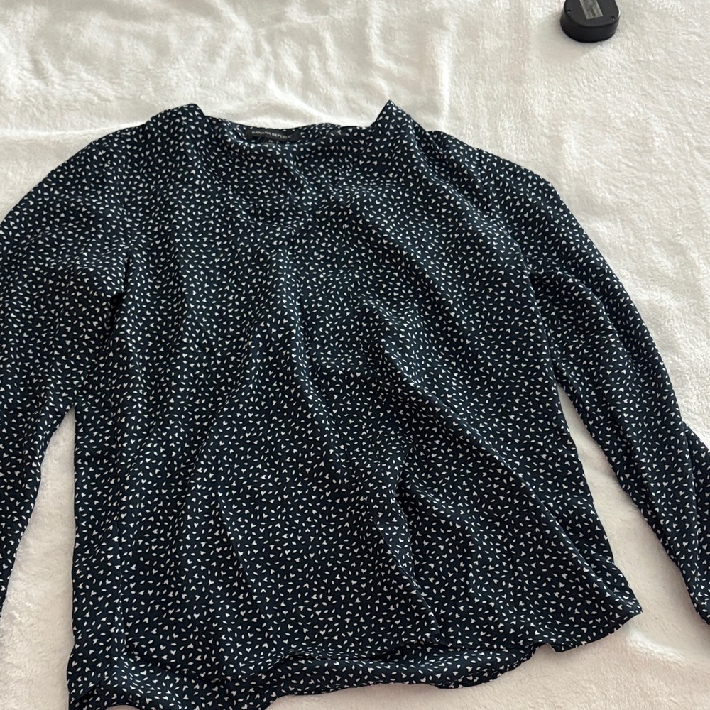 Chic Black Patterned Women's Blouse